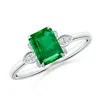 Angara Nature-inspired Emerald-cut Emerald Engagement Ring In White Gold/rich Medium Green