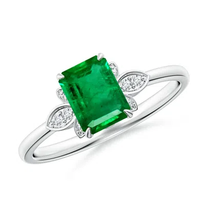 Angara Nature-inspired Emerald-cut Emerald Engagement Ring In White
