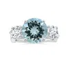 Angara Nature Inspired Gia Certified Aquamarine Three Stone Ring With Diamonds In White Gold/light Swiss Blue