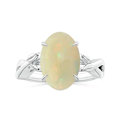 Angara Nature Inspired Gia Certified Claw-set Oval Opal Solitaire Ring In Neutral