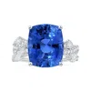 Angara Nature-inspired Gia Certified Cushion Blue Sapphire Ring With Diamonds In White Gold/deep Rich Blue