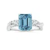 Angara Nature Inspired Gia Certified Emerald-cut Aquamarine Three Stone Ring With Diamonds In White Gold/light Swiss Blue