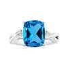 Angara Nature Inspired Gia Certified Prong-set Cushion Swiss Blue Topaz Solitaire Ring In White Gold/swiss Blue