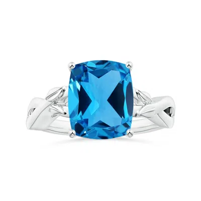 Angara Nature Inspired Gia Certified Prong-set Cushion Swiss Blue Topaz Solitaire Ring