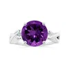 Angara Nature Inspired Gia Certified Prong-set Round Amethyst Solitaire Ring In White Gold/medium Dark Purple