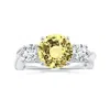 Angara Nature Inspired Gia Certified Yellow Sapphire Three Stone Ring With Diamonds In White Gold/deep Yellow