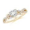 Angara Nature-inspired Heart And Marquise Diamond Side Stone Engagement Ring In Yellow Gold/h