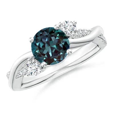 Angara Nature Inspired Lab-grown Alexandrite & Diamond Twisted Vine Ring In Neutral