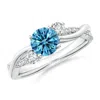 Angara Nature Inspired Lab-grown Fancy Intense Blue & White Diamond Twisted Vine Ring In White Gold/fancy Intense