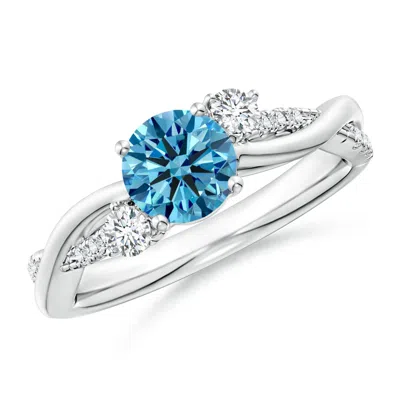 Angara Nature Inspired Lab-grown Fancy Intense Blue & White Diamond Twisted Vine Ring In Brown