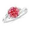 Angara Nature Inspired Lab-grown Fancy Intense Pink Diamond Crossover Ring With Leaf Motifs In White Gold/fancy Intense