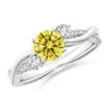 Angara Nature Inspired Lab-grown Fancy Intense Yellow & White Diamond Twisted Vine Ring In White Gold/fancy Intense