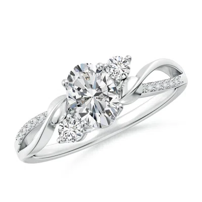 Angara Nature Inspired Oval Diamond Twisted Vine Engagement Ring In White