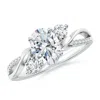 Angara Nature Inspired Oval Lab-grown Diamond Twisted Vine Engagement Ring In White Gold/f-g