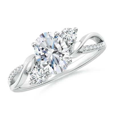 Angara Nature Inspired Oval Lab-grown Diamond Twisted Vine Engagement Ring In Metallic
