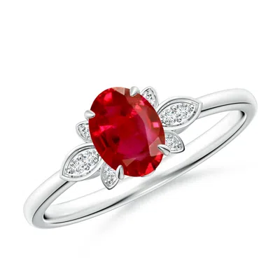 Angara Nature-inspired Oval Ruby Engagement Ring In Metallic
