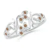 Angara Nature Inspired Pave-set Coffee Diamond Leaf And Vine Ring In Platinum/fancy Dark Brown (c6)
