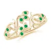 Angara Nature Inspired Pave-set Emerald Leaf And Vine Ring In Yellow Gold/rich Medium Green