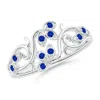 Angara Nature Inspired Pave-set Sapphire Leaf And Vine Ring In White Gold/deep Rich Blue