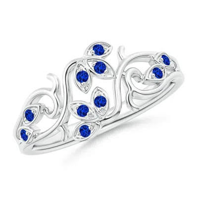 Angara Nature Inspired Pave-set Sapphire Leaf And Vine Ring In Metallic