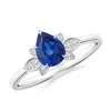 Angara Nature-inspired Pear-shaped Blue Sapphire Engagement Ring In White Gold/medium To Rich Blue