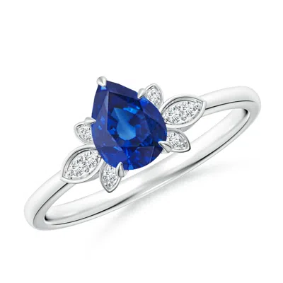 Angara Nature-inspired Pear-shaped Blue Sapphire Engagement Ring In Metallic