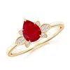 Angara Nature-inspired Pear-shaped Ruby Engagement Ring In Yellow Gold/medium Red