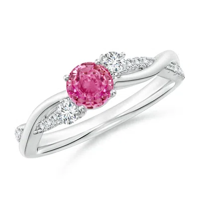 Angara Nature Inspired Pink Sapphire & Diamond Twisted Vine Ring In Metallic