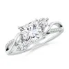 Angara Nature Inspired Princess-cut Lab-grown Diamond Twisted Vine Engagement Ring In White Gold/f-g