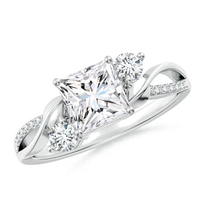 Angara Nature Inspired Princess-cut Lab-grown Diamond Twisted Vine Engagement Ring In Metallic
