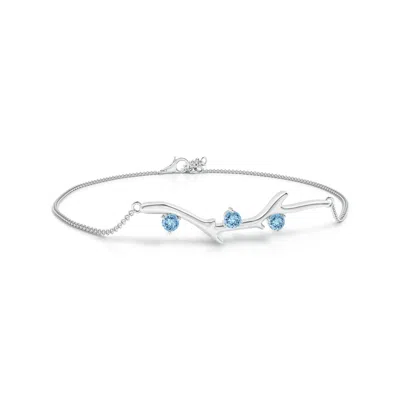 Angara Nature Inspired Round Aquamarine Tree Branch Bracelet In Metallic