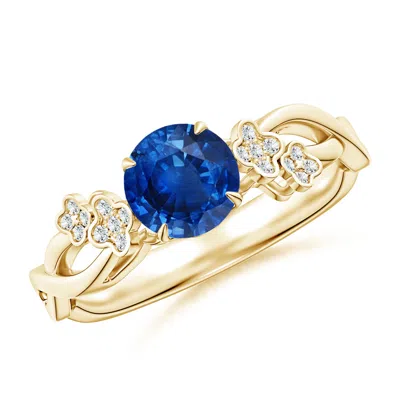Angara Nature-inspired Round Blue Sapphire Floral Engagement Ring In Gold