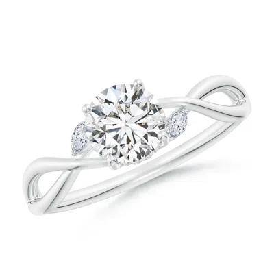 Angara Nature-inspired Round Diamond Hidden Halo Engagement Ring In Metallic