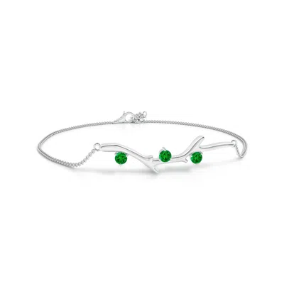 Angara Nature Inspired Round Emerald Tree Branch Bracelet In Metallic