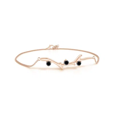 Angara Nature Inspired Round Enhanced Black Diamond Tree Branch Bracelet In Gold