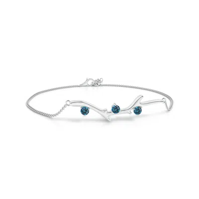 Angara Nature Inspired Round Enhanced Blue Diamond Tree Branch Bracelet In Metallic