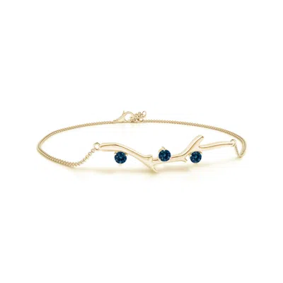 Angara Nature Inspired Round London Blue Topaz Tree Branch Bracelet In Gold
