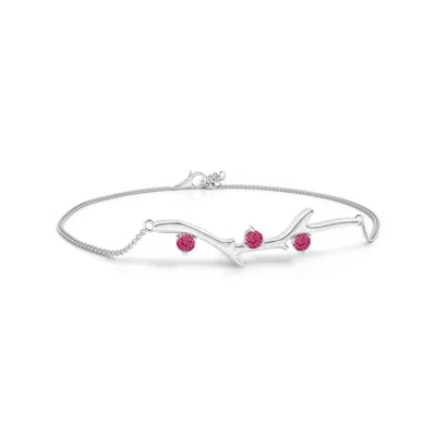 Angara Nature Inspired Round Pink Sapphire Tree Branch Bracelet In Metallic