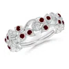 Angara Nature Inspired Round Ruby & Diamond Vine Ring In White Gold/deep Rich Red
