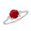 Angara Nature-inspired Round Ruby Engagement Ring In White Gold/medium Red