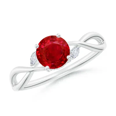 Angara Nature-inspired Round Ruby Hidden Halo Engagement Ring In Red