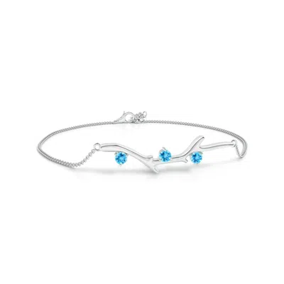 Angara Nature Inspired Round Swiss Blue Topaz Tree Branch Bracelet In Metallic