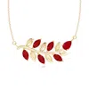 Angara Nature Inspired Ruby Tree Branch Necklace In Yellow Gold/medium Red