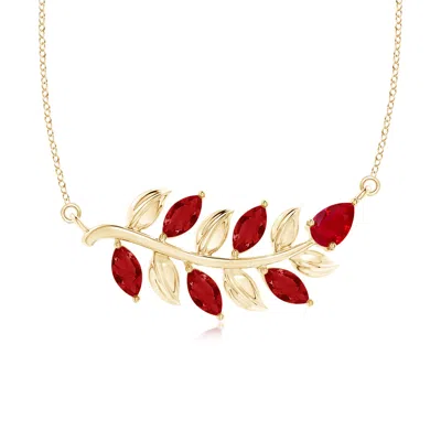 Angara Nature Inspired Ruby Tree Branch Necklace In Gold