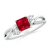 Angara Nature Inspired Square Ruby Twisted Vine Engagement Ring In White Gold/medium Red