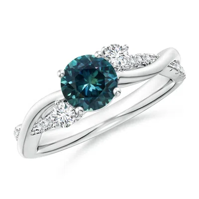 Angara Nature Inspired Teal Montana Sapphire & Diamond Twisted Vine Ring In Blue
