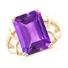 Angara Octagonal Amethyst Split Shank Ring