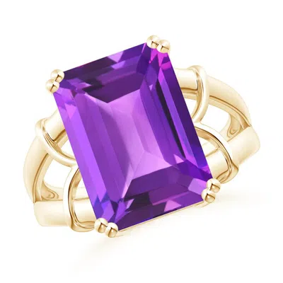 Angara Octagonal Amethyst Split Shank Ring