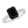 Angara Octagonal Black Onyx Cocktail Ring With Diamonds In White Gold