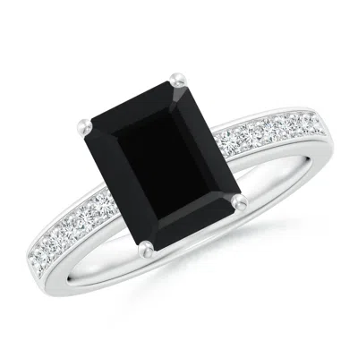 Angara Octagonal Black Onyx Cocktail Ring With Diamonds In Metallic